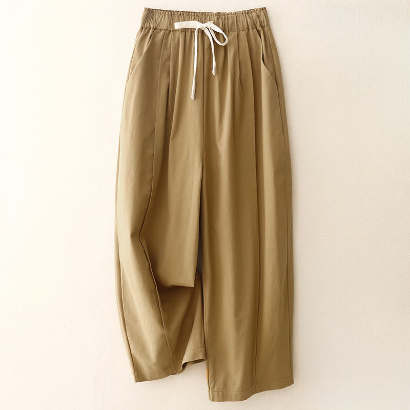 Spodnie damskie z bawełny i poliestru z kieszeniami i Buddha Stones, casualowe, sznurowane - Peru - US8-10，UK/AU12-14，EU40-42 (2XL) - image 0