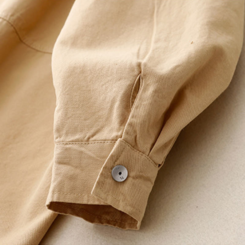 Koszula damska z długim rękawem i stójką "Buddha Stones" z gładkiej bawełny - image 4