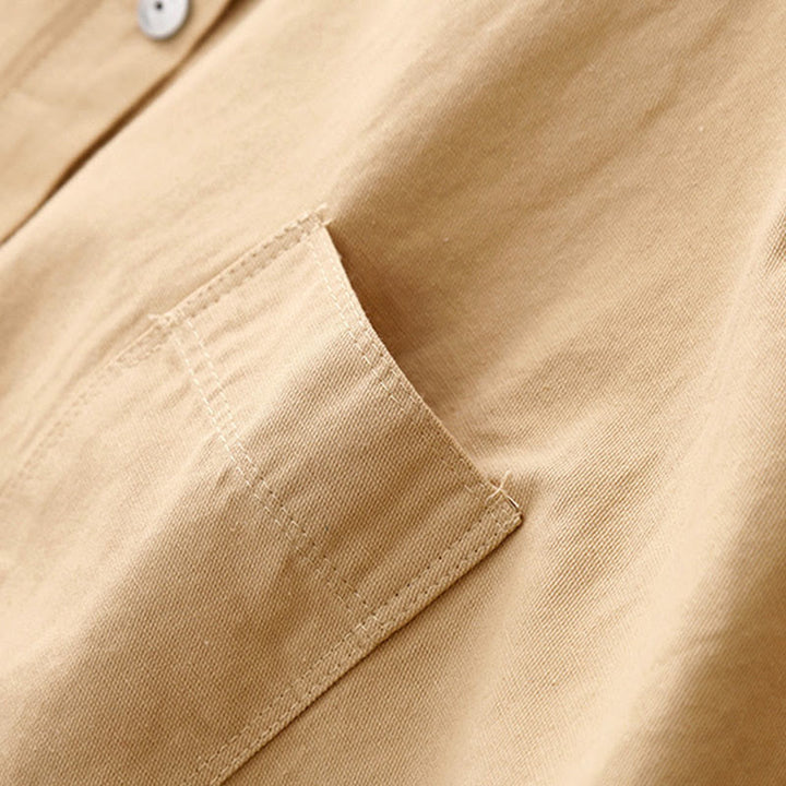 Koszula damska z długim rękawem i stójką "Buddha Stones" z gładkiej bawełny - image 6