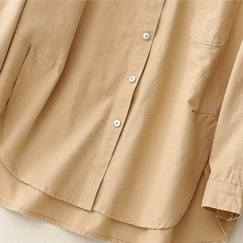 Koszula damska z długim rękawem i stójką "Buddha Stones" z gładkiej bawełny - image 9