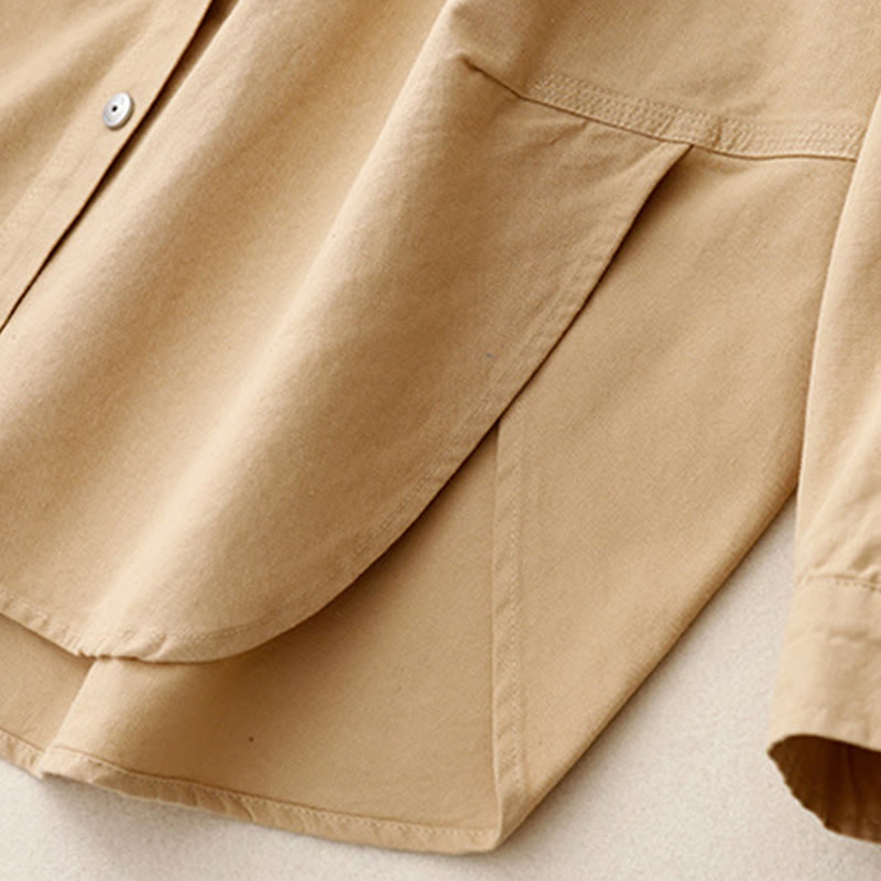 Koszula damska z długim rękawem i stójką "Buddha Stones" z gładkiej bawełny - image 8