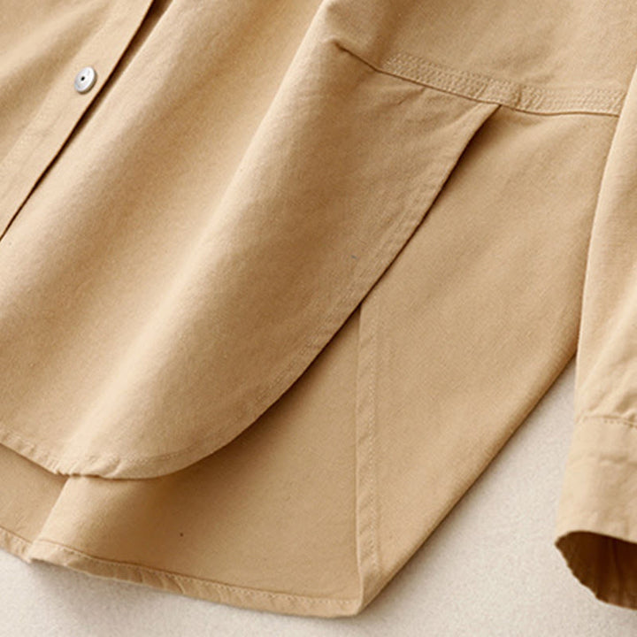 Koszula damska z długim rękawem i stójką "Buddha Stones" z gładkiej bawełny - image 8