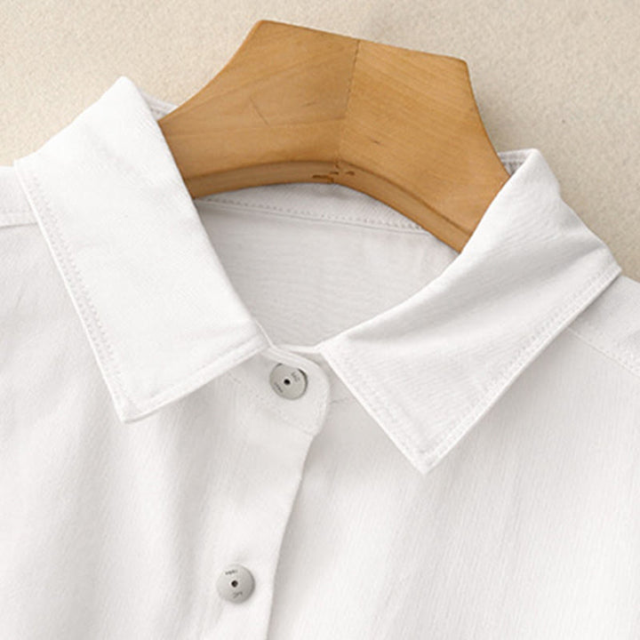 Koszula damska z długim rękawem i stójką "Buddha Stones" z gładkiej bawełny - image 11