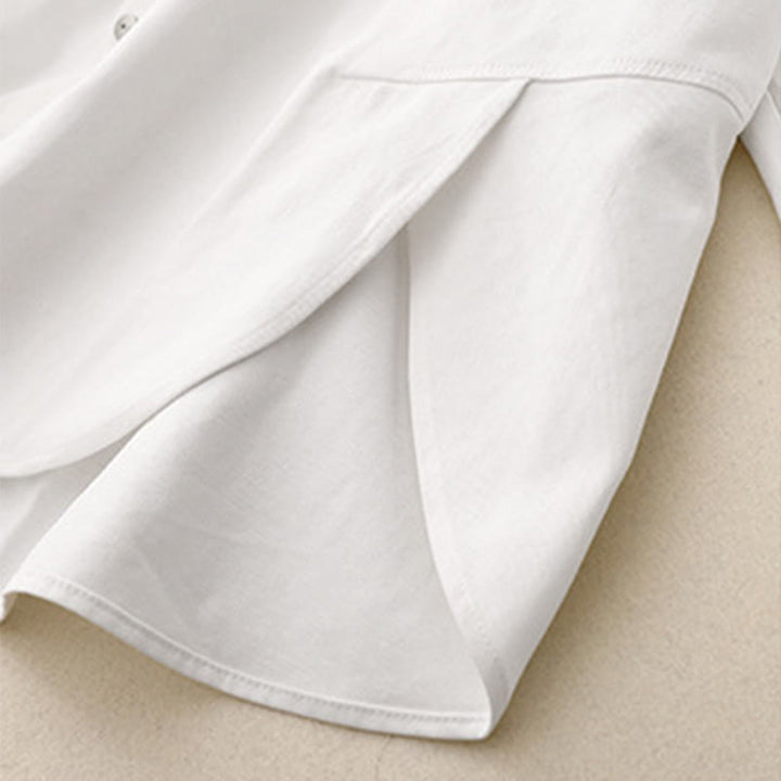 Koszula damska z długim rękawem i stójką "Buddha Stones" z gładkiej bawełny - image 14