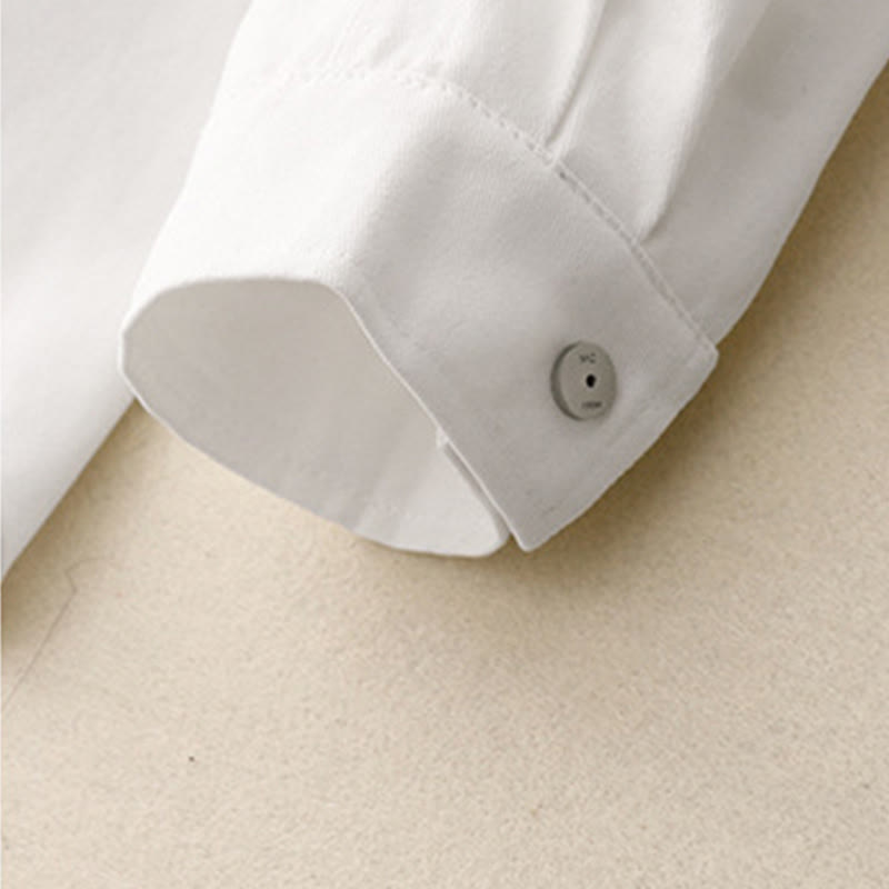 Koszula damska z długim rękawem i stójką "Buddha Stones" z gładkiej bawełny - image 13