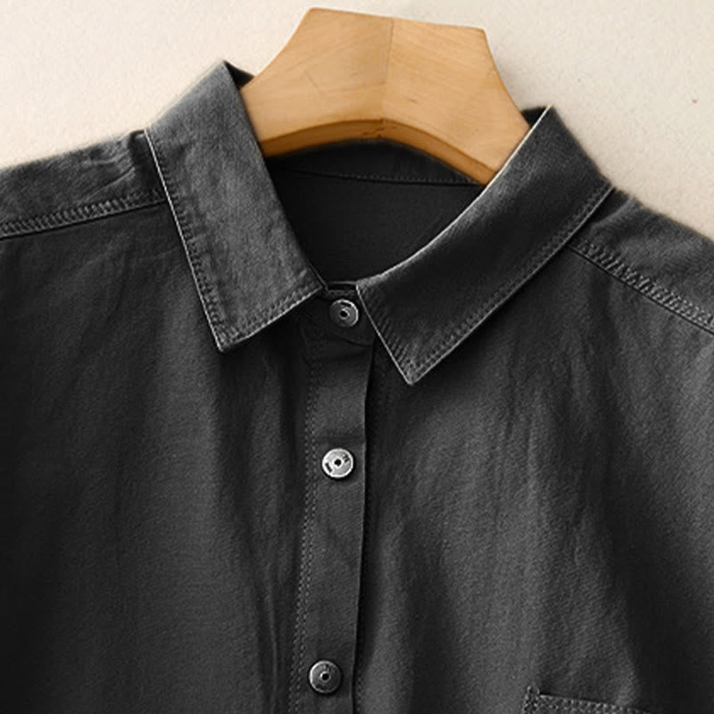 Koszula damska z długim rękawem i stójką "Buddha Stones" z gładkiej bawełny - image 16