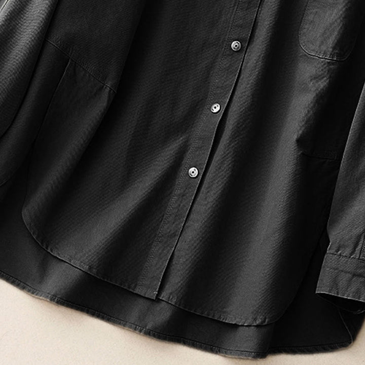 Koszula damska z długim rękawem i stójką "Buddha Stones" z gładkiej bawełny - image 20