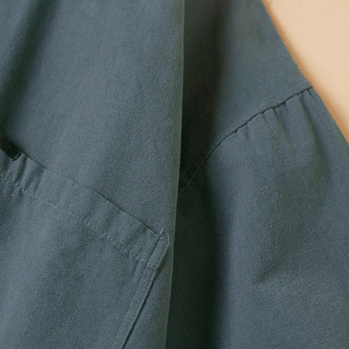 Koszula damska z długim rękawem i stójką z bawełny "Buddha Stones" z guzikami i swobodnym wzorem - image 2