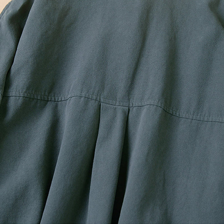 Koszula damska z długim rękawem i stójką z bawełny "Buddha Stones" z guzikami i swobodnym wzorem - image 3