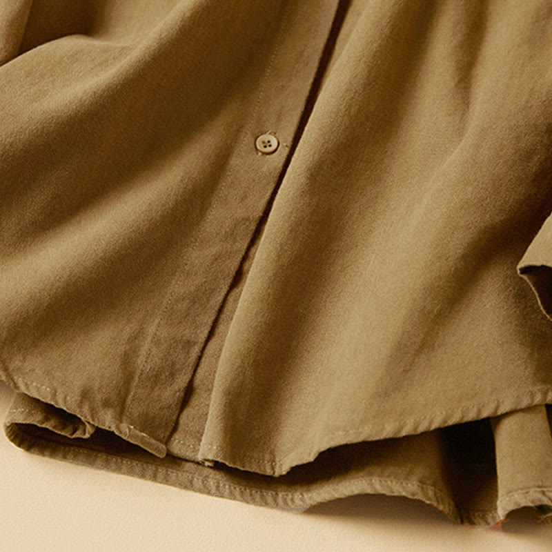 Koszula damska z długim rękawem i stójką z bawełny "Buddha Stones" z guzikami i swobodnym wzorem - image 7