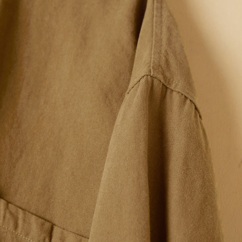 Koszula damska z długim rękawem i stójką z bawełny "Buddha Stones" z guzikami i swobodnym wzorem - image 13