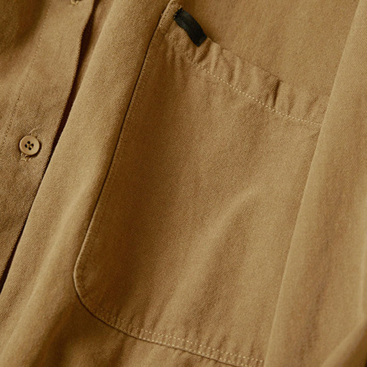 Koszula damska z długim rękawem i stójką z bawełny "Buddha Stones" z guzikami i swobodnym wzorem - image 10