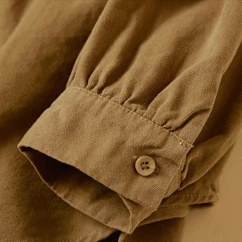 Koszula damska z długim rękawem i stójką z bawełny "Buddha Stones" z guzikami i swobodnym wzorem - image 9