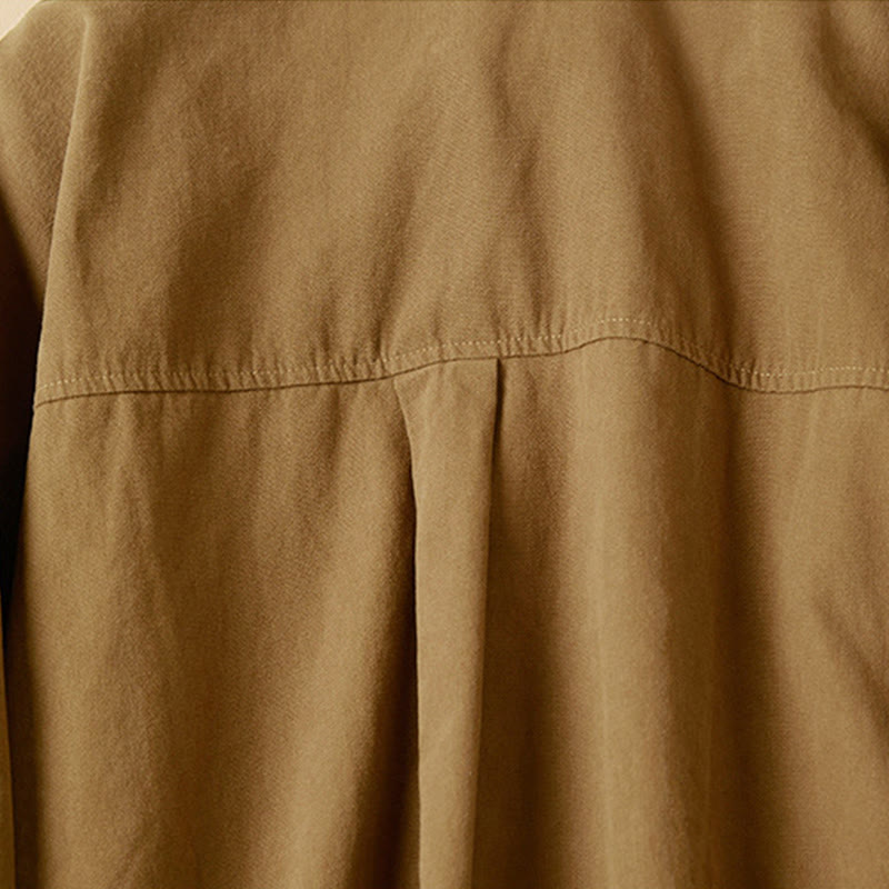 Koszula damska z długim rękawem i stójką z bawełny "Buddha Stones" z guzikami i swobodnym wzorem - image 14