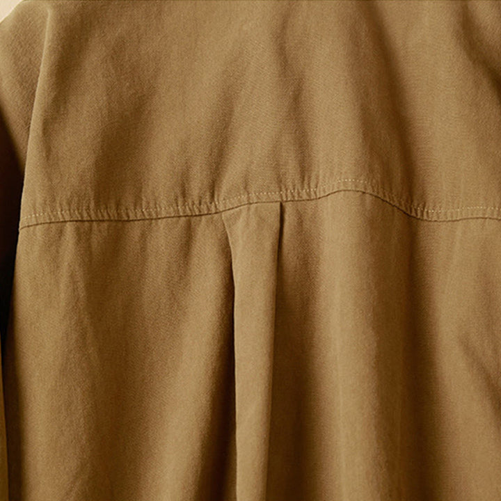 Koszula damska z długim rękawem i stójką z bawełny "Buddha Stones" z guzikami i swobodnym wzorem - image 14