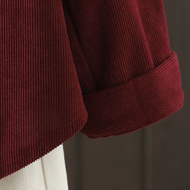 Kurtka damska z długim rękawem i kieszeniami z tkaniny sztruksowej Buddha Stones Corduroy - image 15