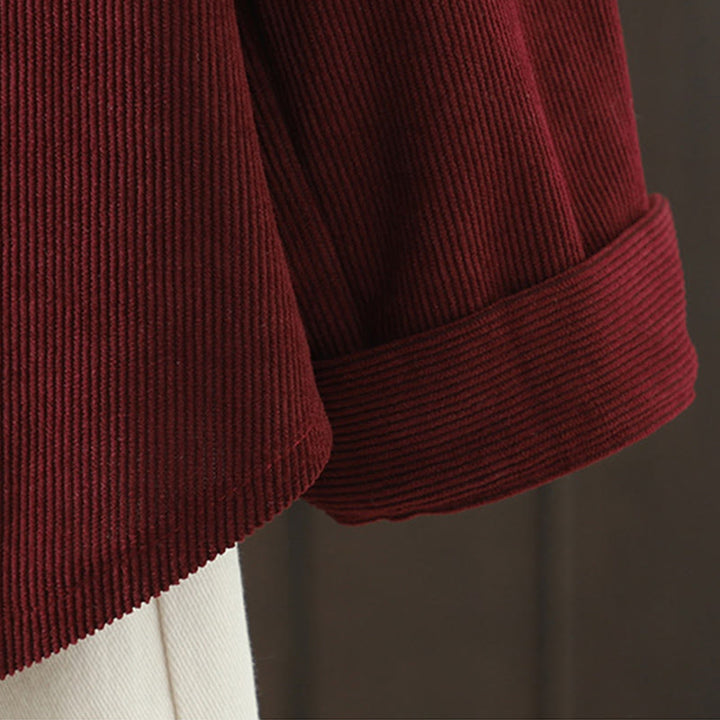 Kurtka damska z długim rękawem i kieszeniami z tkaniny sztruksowej Buddha Stones Corduroy - image 15