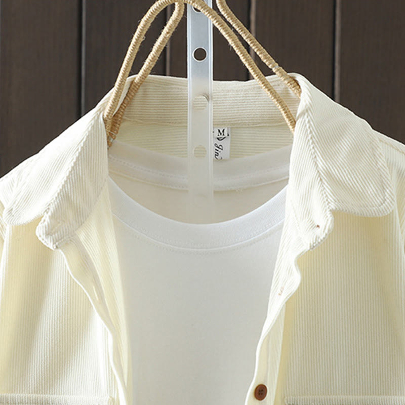 Kurtka damska z długim rękawem i kieszeniami z tkaniny sztruksowej Buddha Stones Corduroy - image 25