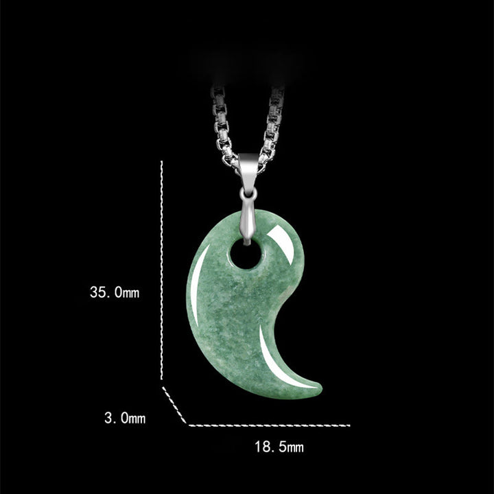 Naszyjnik z Buddha Stones ze srebra próby 925 w kształcie łezki, z jadeitu i stali tytanowej, z wisiorkiem szczęścia - image 2
