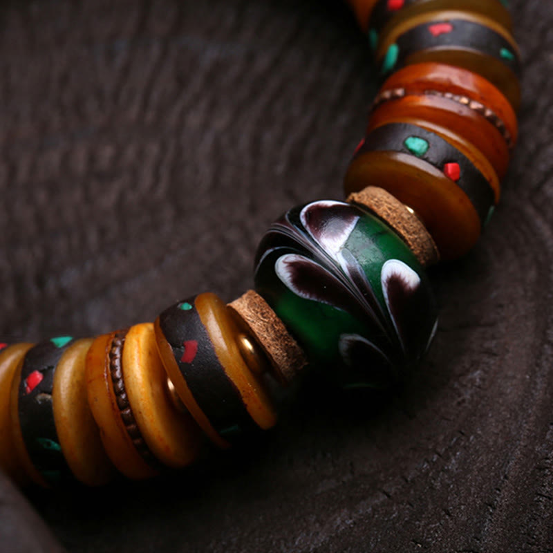Buddha Stones, koraliki z kości tybetańskiej, bransoletka "Władca lasu zwłok" przypominająca o naszej nietrwałości - image 3
