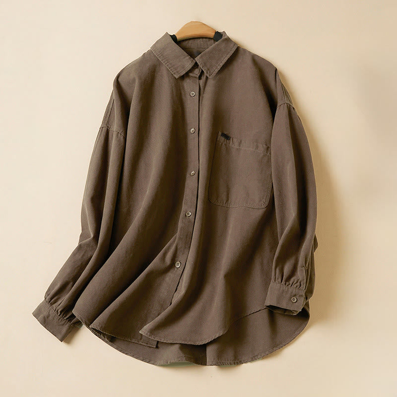 Koszula damska z długim rękawem i stójką z bawełny "Buddha Stones" z guzikami i swobodnym wzorem - Sjena - US14, UK/AU18, EU46 (2XL) - image 15