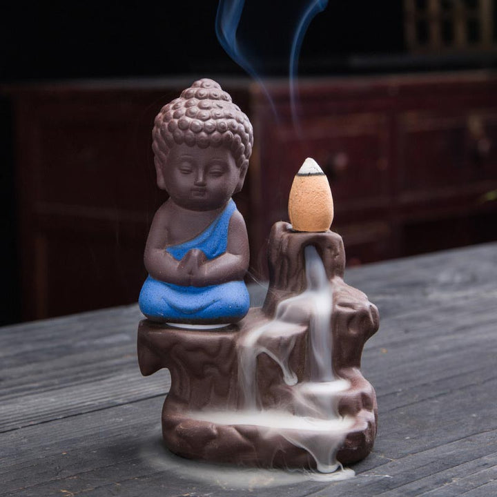 Kamienne Buddha Stones z przepływem wstecznym, fontanna dymna, ceramiczny palnik kadzidełkowy, dekoracja
