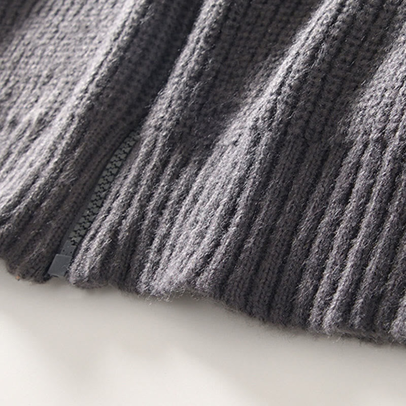 Męska kurtka z długim rękawem z bawełny Buddha Stones Winter Solid Color z zamkiem błyskawicznym i kieszeniami - image 11