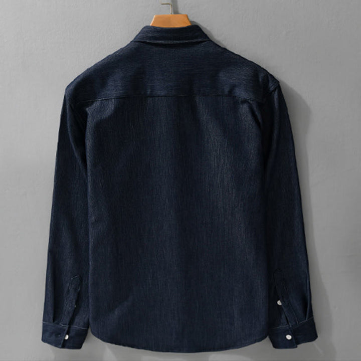 Kurtka męska z długim rękawem Buddha Stones Fall Pure Color z guzikami i klapami - image 2