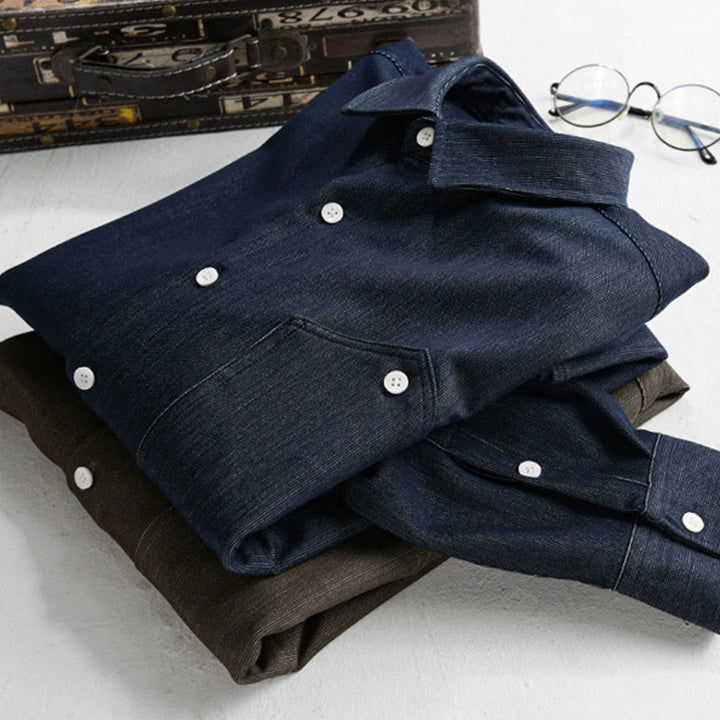 Kurtka męska z długim rękawem Buddha Stones Fall Pure Color z guzikami i klapami - image 16