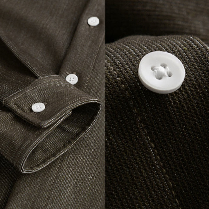 Kurtka męska z długim rękawem Buddha Stones Fall Pure Color z guzikami i klapami - image 14