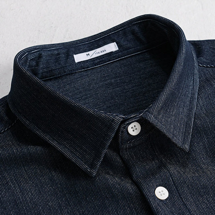 Kurtka męska z długim rękawem Buddha Stones Fall Pure Color z guzikami i klapami - image 4