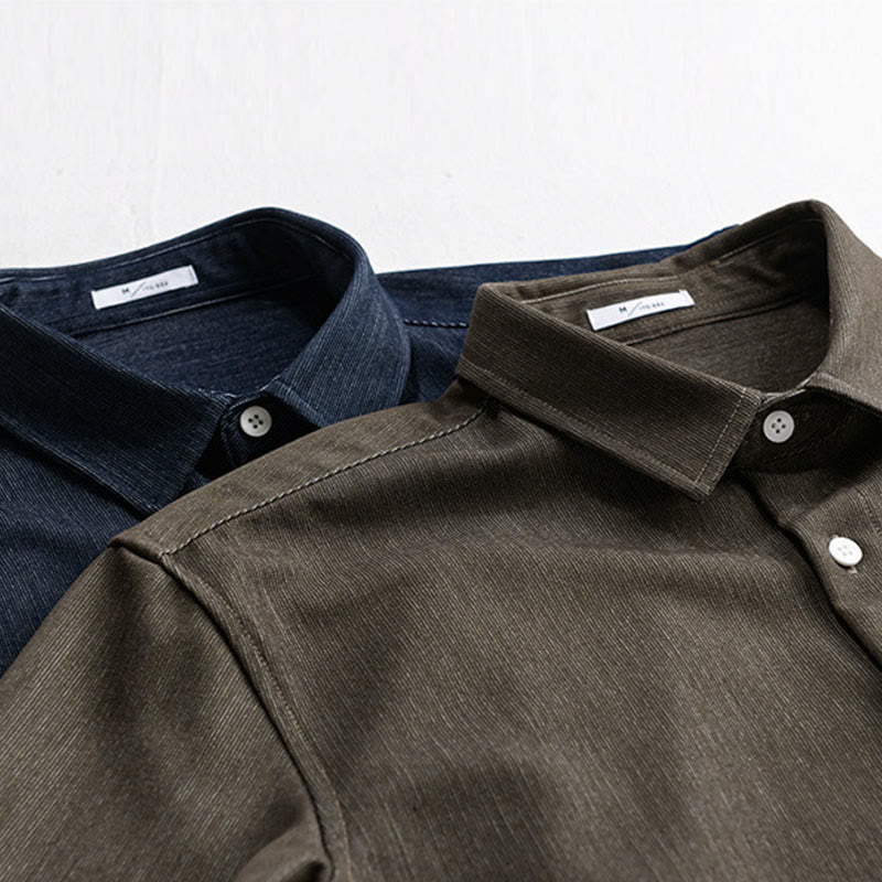 Kurtka męska z długim rękawem Buddha Stones Fall Pure Color z guzikami i klapami - image 17