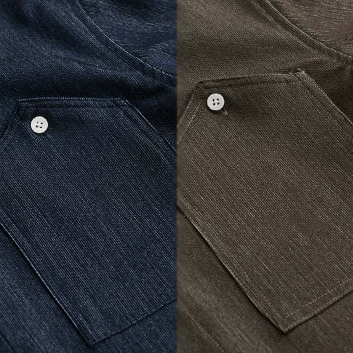 Kurtka męska z długim rękawem Buddha Stones Fall Pure Color z guzikami i klapami - image 18