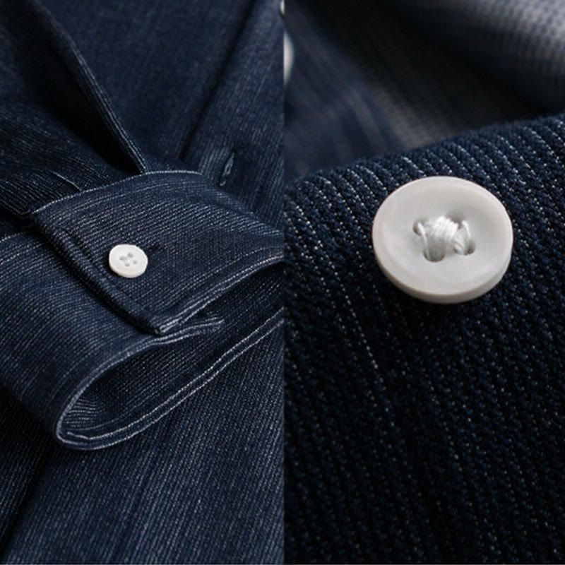 Kurtka męska z długim rękawem Buddha Stones Fall Pure Color z guzikami i klapami - image 8