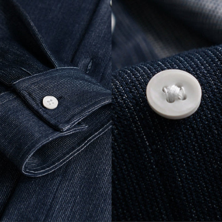 Kurtka męska z długim rękawem Buddha Stones Fall Pure Color z guzikami i klapami - image 8