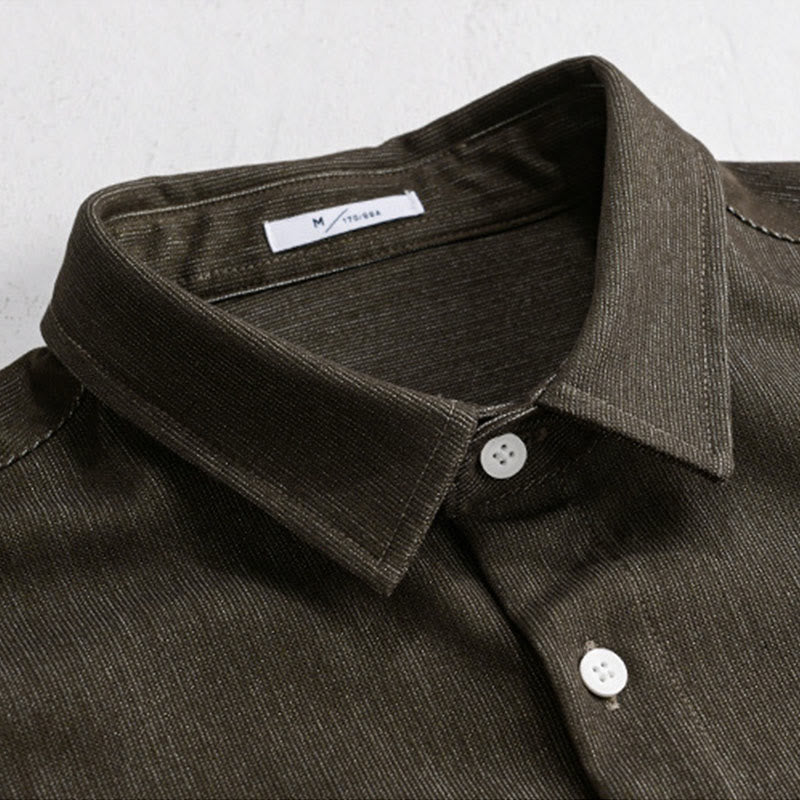 Kurtka męska z długim rękawem Buddha Stones Fall Pure Color z guzikami i klapami - image 12