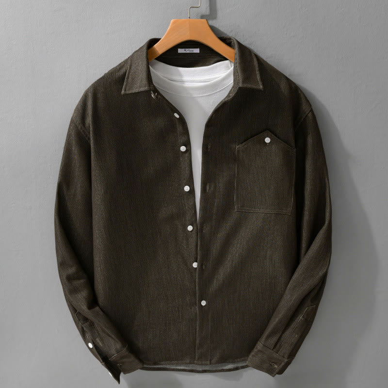 Kurtka męska z długim rękawem Buddha Stones Fall Pure Color z guzikami i klapami - DarkOliveGreen - US/UK/AU42， EU52 (3XL) - image 10