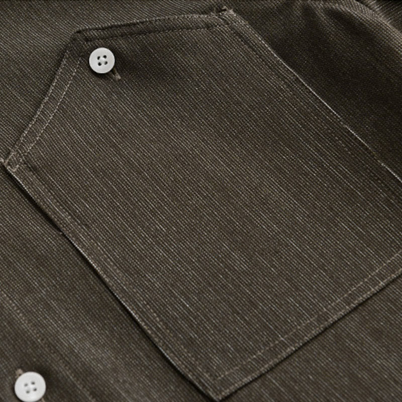 Kurtka męska z długim rękawem Buddha Stones Fall Pure Color z guzikami i klapami - image 13