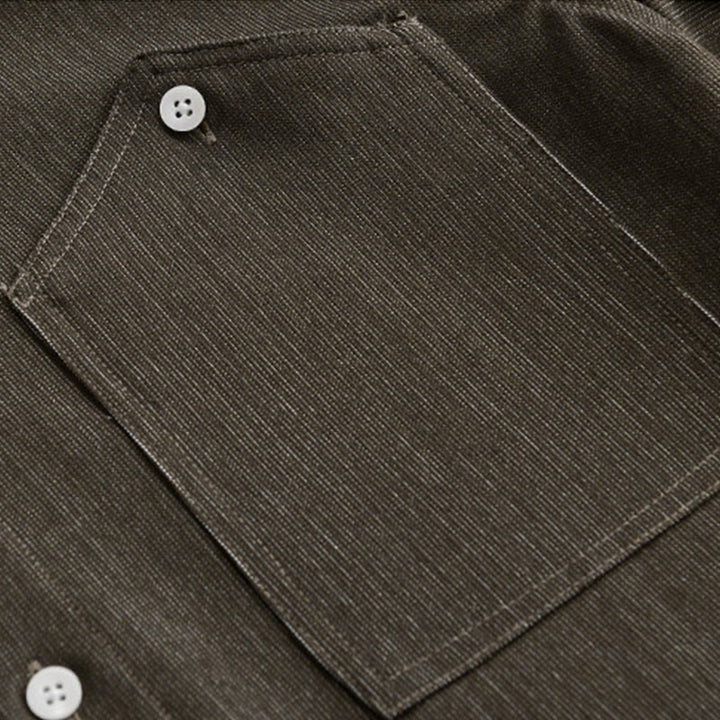 Kurtka męska z długim rękawem Buddha Stones Fall Pure Color z guzikami i klapami - image 13