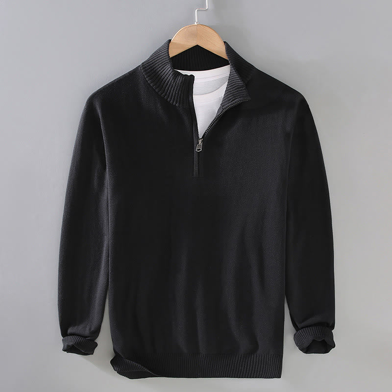 Męski sweter z długim rękawem z czystej bawełny, prążkowany, z Buddha Stones i jednolitym kolorem - Czarny - US/UK/AU42， EU52 (3XL) - image 1