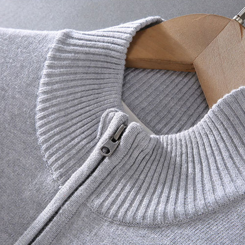 Męski sweter z długim rękawem z czystej bawełny, prążkowany, z Buddha Stones i jednolitym kolorem - image 5