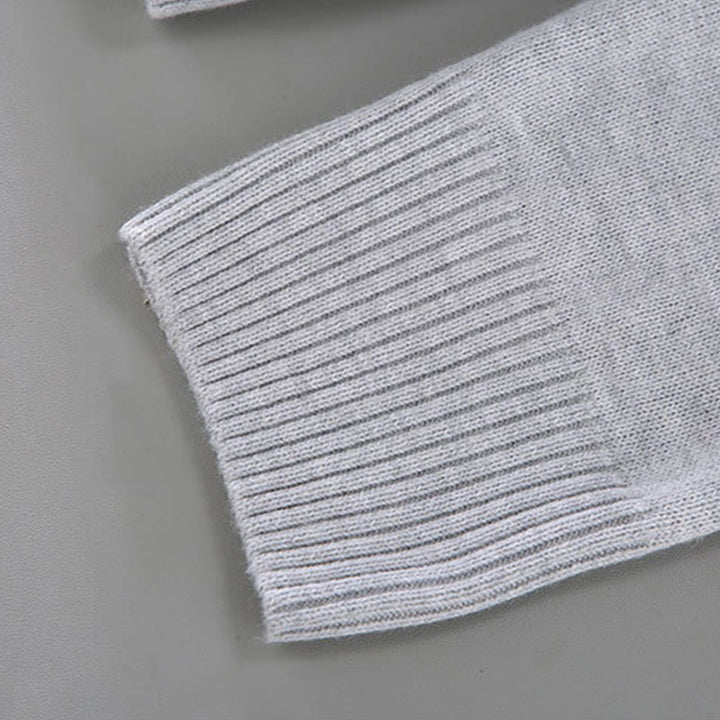 Męski sweter z długim rękawem z czystej bawełny, prążkowany, z Buddha Stones i jednolitym kolorem - image 10