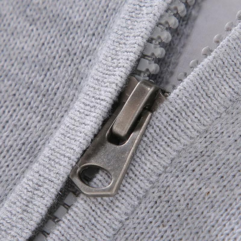 Męski sweter z długim rękawem z czystej bawełny, prążkowany, z Buddha Stones i jednolitym kolorem - image 7