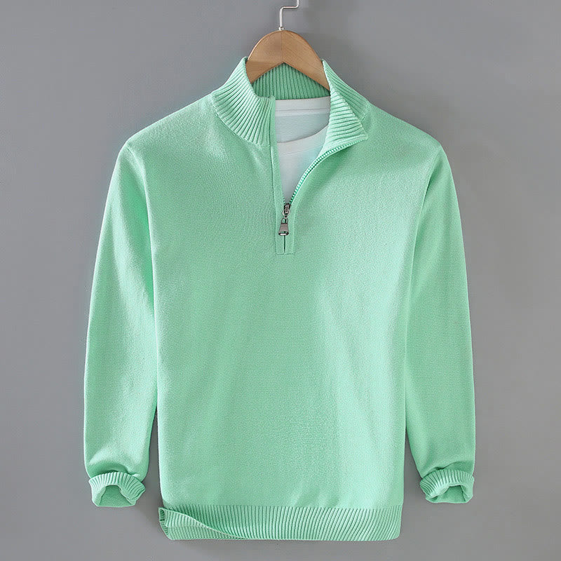 Męski sweter z długim rękawem z czystej bawełny, prążkowany, z Buddha Stones i jednolitym kolorem - Akwamaryn - US/UK/AU42， EU52 (3XL) - image 16