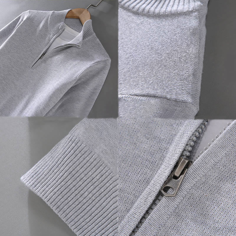 Męski sweter z długim rękawem z czystej bawełny, prążkowany, z Buddha Stones i jednolitym kolorem - image 13