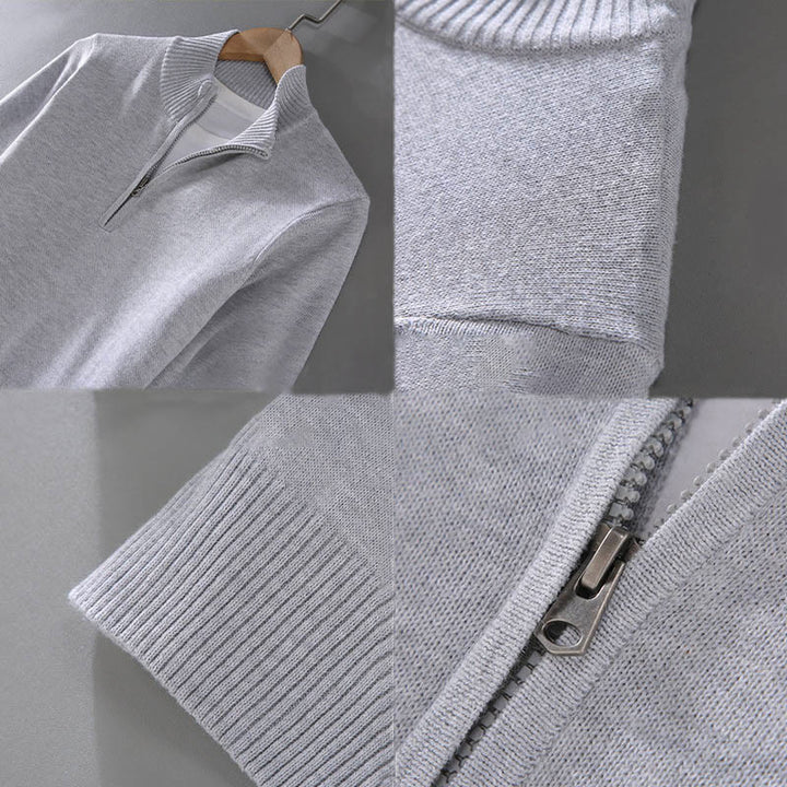 Męski sweter z długim rękawem z czystej bawełny, prążkowany, z Buddha Stones i jednolitym kolorem - image 13