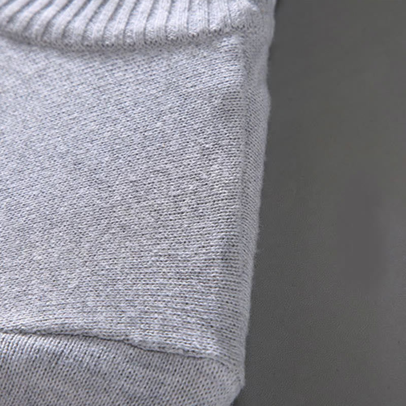 Męski sweter z długim rękawem z czystej bawełny, prążkowany, z Buddha Stones i jednolitym kolorem - image 6