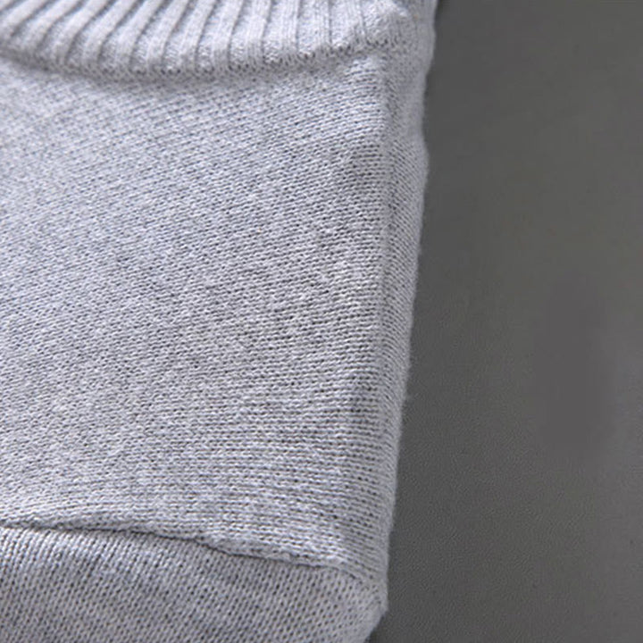 Męski sweter z długim rękawem z czystej bawełny, prążkowany, z Buddha Stones i jednolitym kolorem - image 6