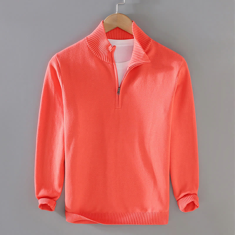 Męski sweter z długim rękawem z czystej bawełny, prążkowany, z Buddha Stones i jednolitym kolorem - Pomarańczowo-czerwony - US/UK/AU42， EU52 (3XL) - image 15