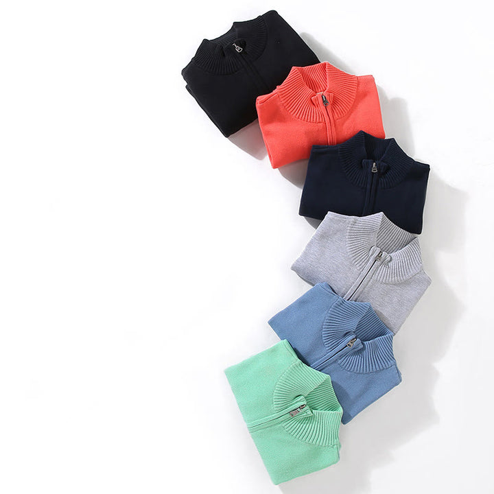 Męski sweter z długim rękawem z czystej bawełny, prążkowany, z Buddha Stones i jednolitym kolorem - image 19